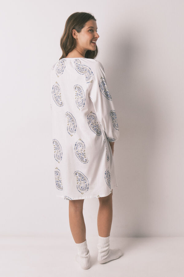 Women'secret Midi Paisley print nightgown white
