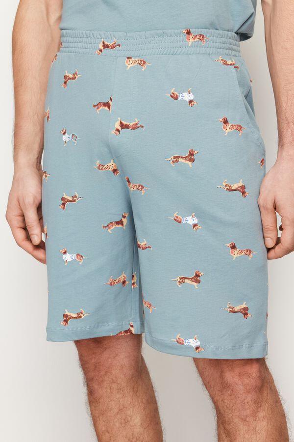 Trendyol Pijama hombre algod&oacute;n estampado animal azul