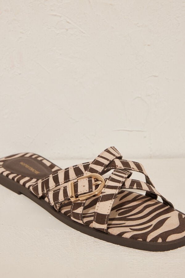 Womensecret Flache Zebra-Sandalen mit Print