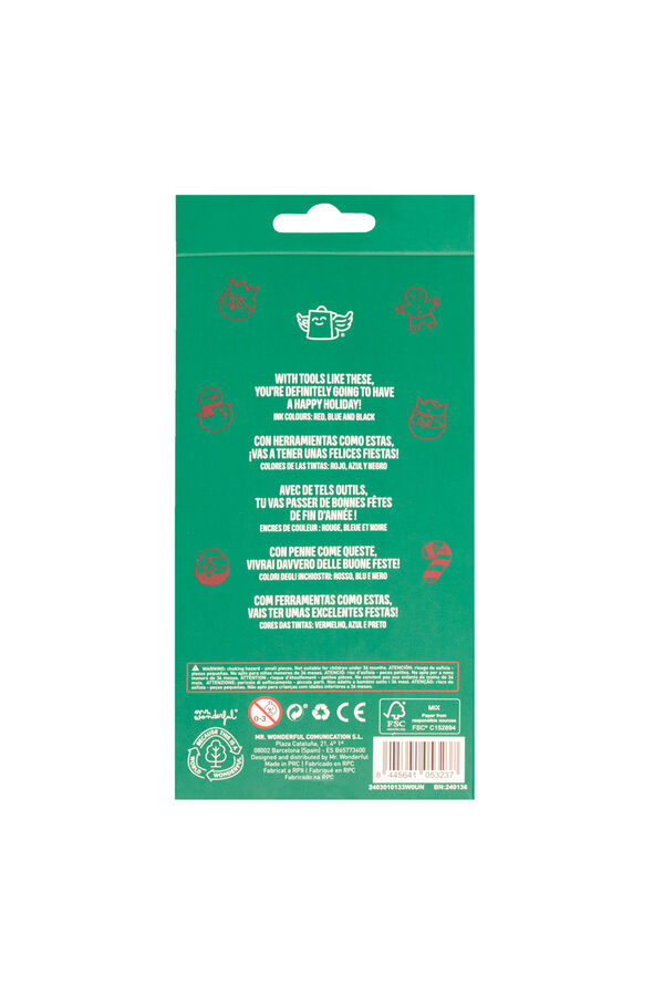 Mr. Wonderful 3 bol&iacute;grafos borrables navide&ntilde;os estampado