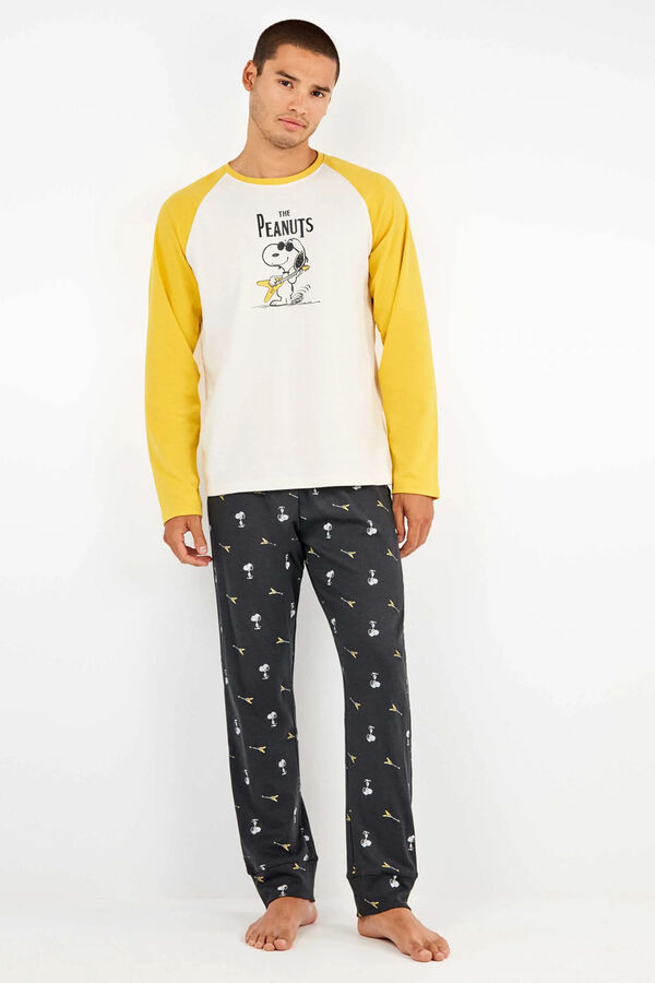 Gisela Conjunto pijama hombre Snoopy en punto interlock beige