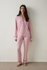 Penti Polka Dot Oversize Shirt Collar Pajama Set pink
