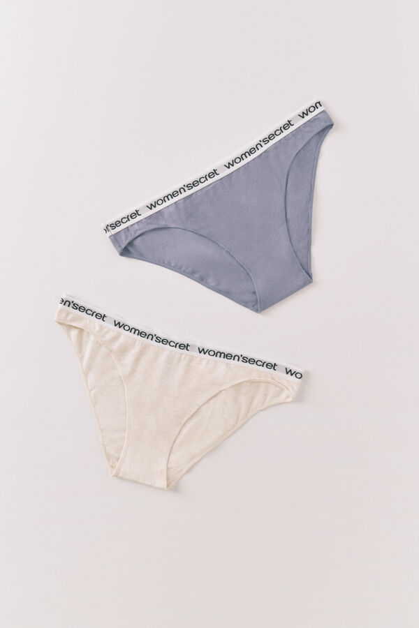Women'secret Classic cotton panties pack with white logo beige