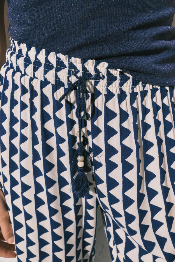 Women'secret Blue geometric print long trousers blue