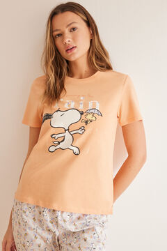 Womensecret Narancssárga, Snoopy-mintás pizsama 100% pamutból piros