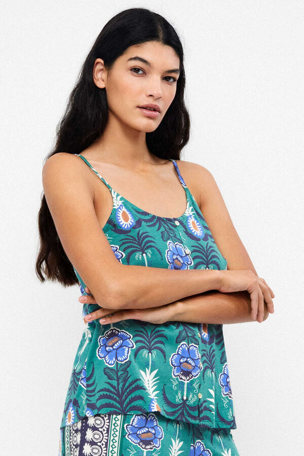 Gisela Camiseta tirantes algod&oacute;n print pi&ntilde;as blanco