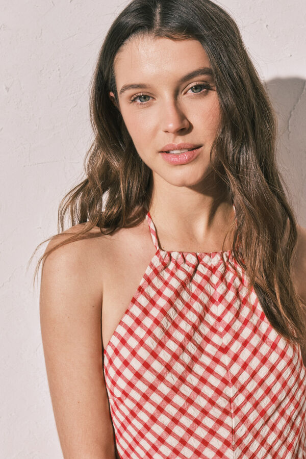 Women'secret Red gingham print short dress red