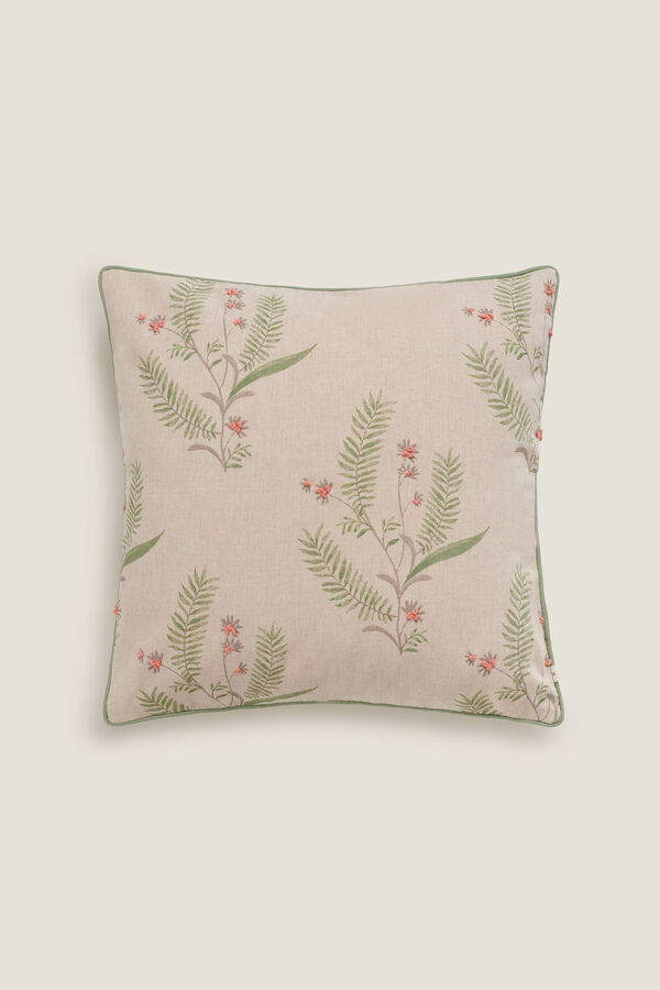 Womensecret Leaves and flowers cotton cushion cover vert