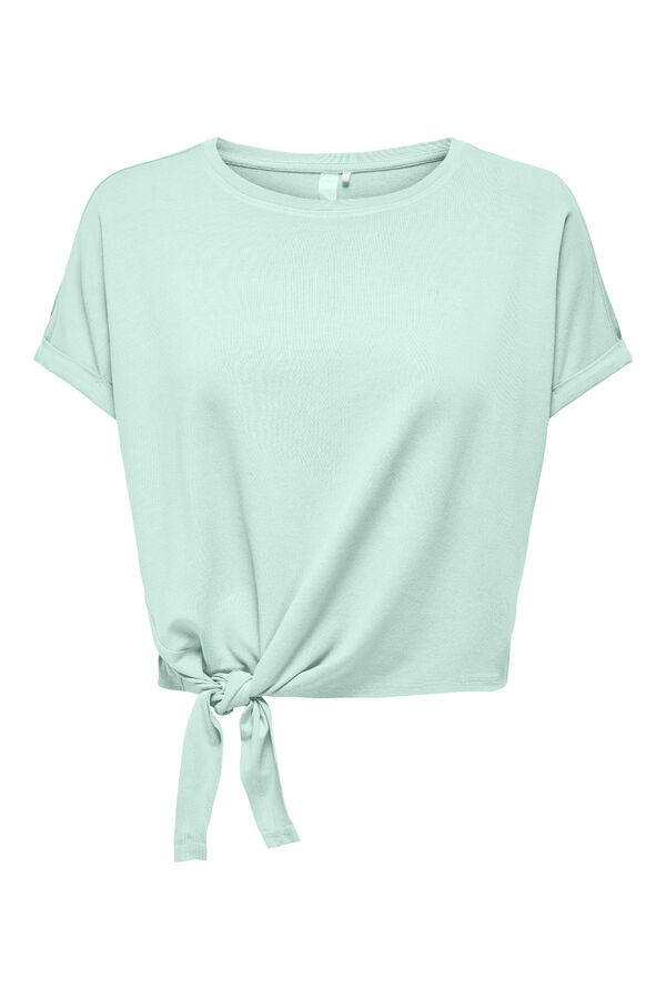 Only Play Camiseta crop con nudo gris