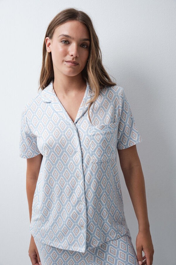 Women'secret Folk print long pyjamas blue