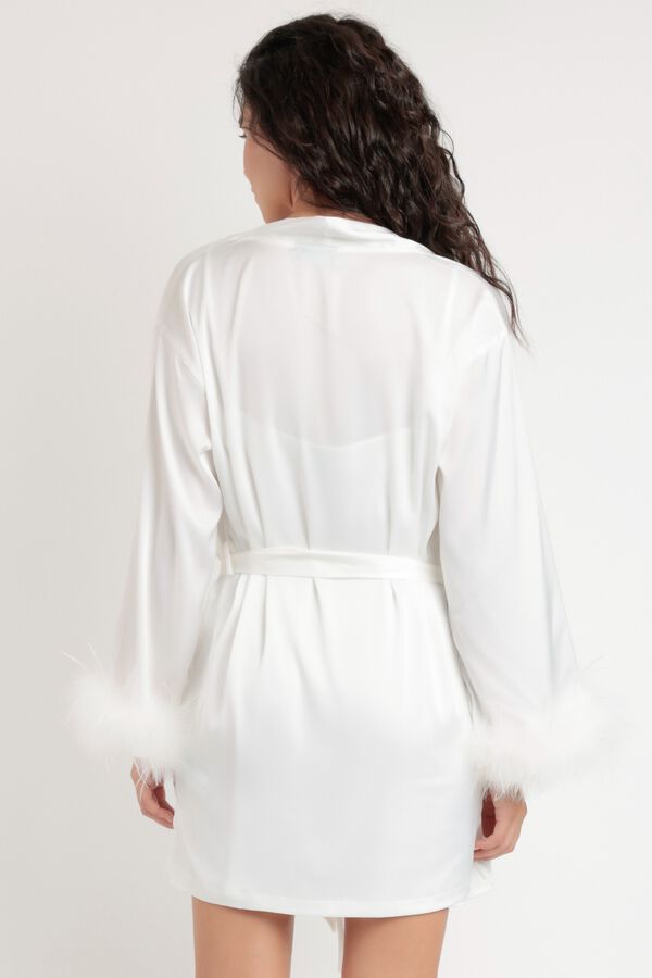 Admas Bata corta plumas marabu luxe novia blanco