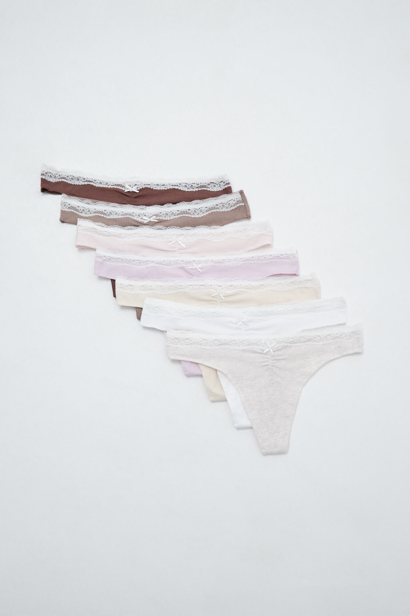 Women'secret Plain cotton lace 7-pack thongs