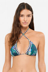 Gisela Top bikini triangular estampado blanco