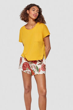 Womensecret Pijama corto pantalón a contraste amarillo