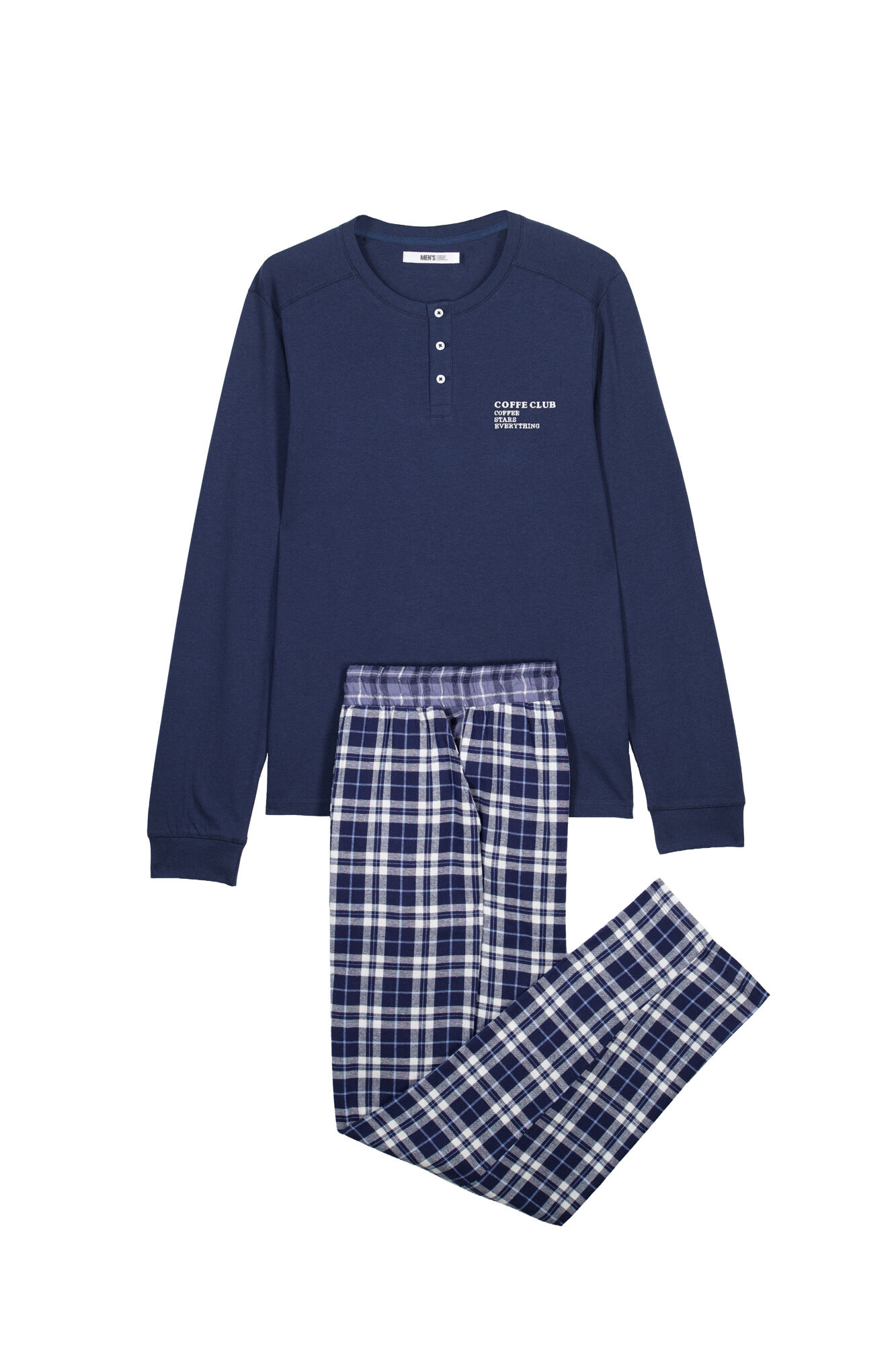 Women'secret Pijama largo algod&oacute;n azul navy cuadros