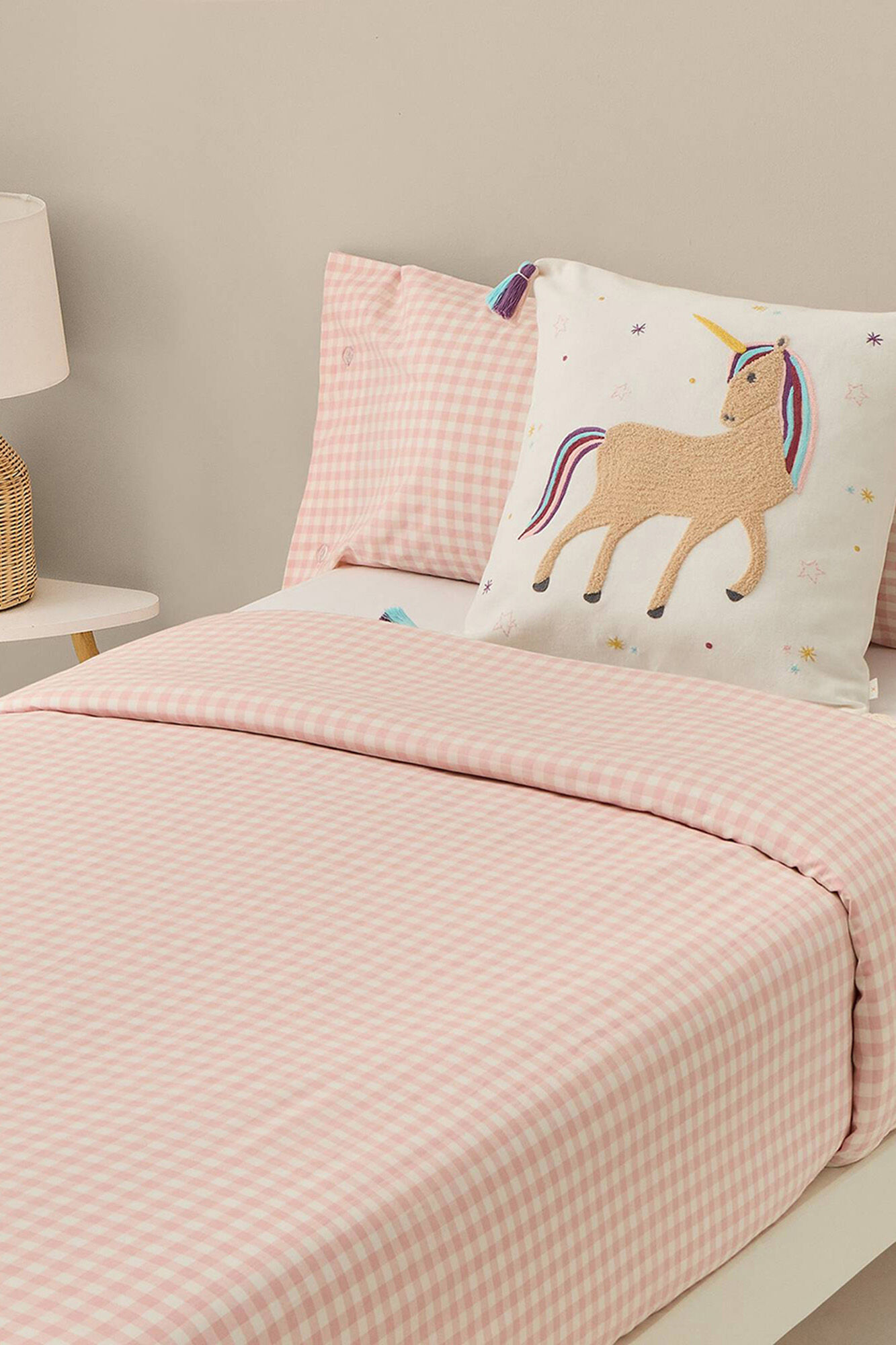 Textura Funda nordica tejida cuadros vichy