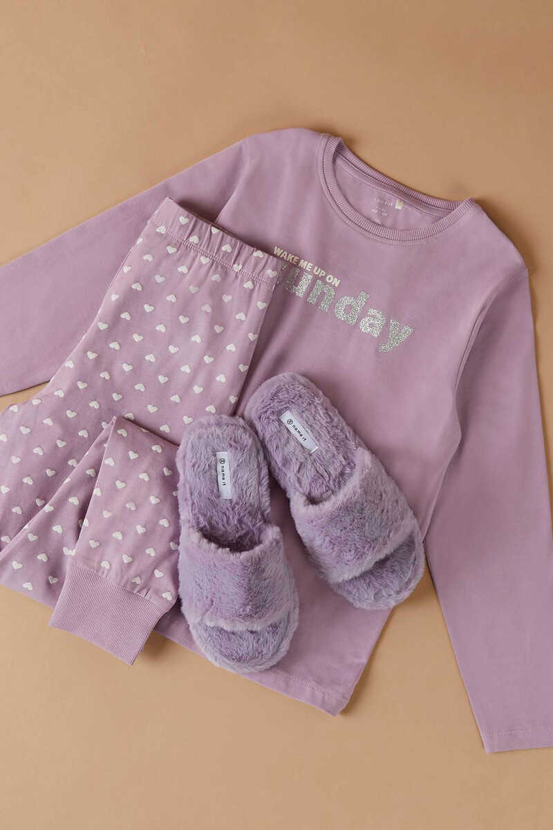 Womensecret Pijama niña con mensaje morado/lila