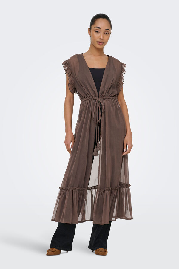 Only Brown semi-sheer caftan nude