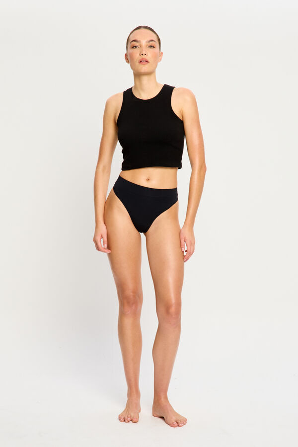 Modibodi Modicomfort Menstrual Thong Moderate Flow Black noir