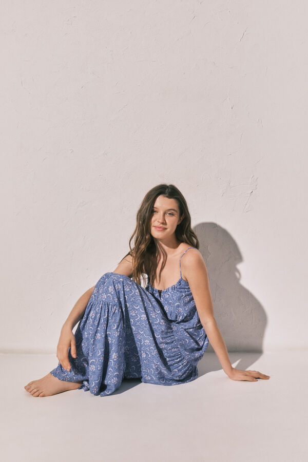 Women'secret Printed strap long dress blue