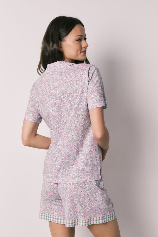 Women'secret Pyjama court chemise en coton &agrave; petites fleurs imprim&eacute;