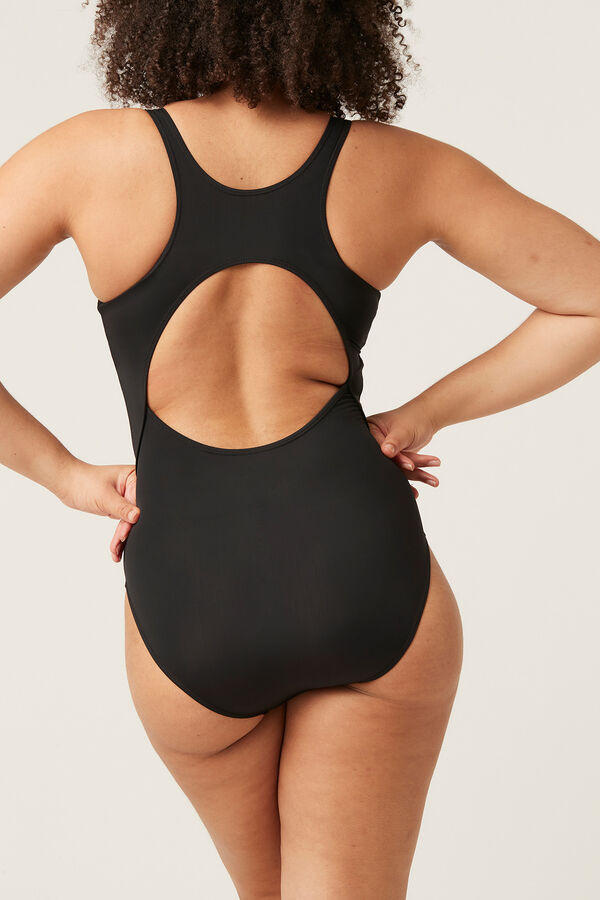 Modibodi Teen period sports swimsuit in black recycled nylon - light to moderate absorbency noir