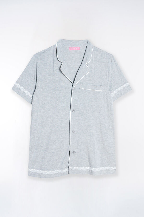 Womensecret Pyjama-Shirt Maternity Spitze Grau