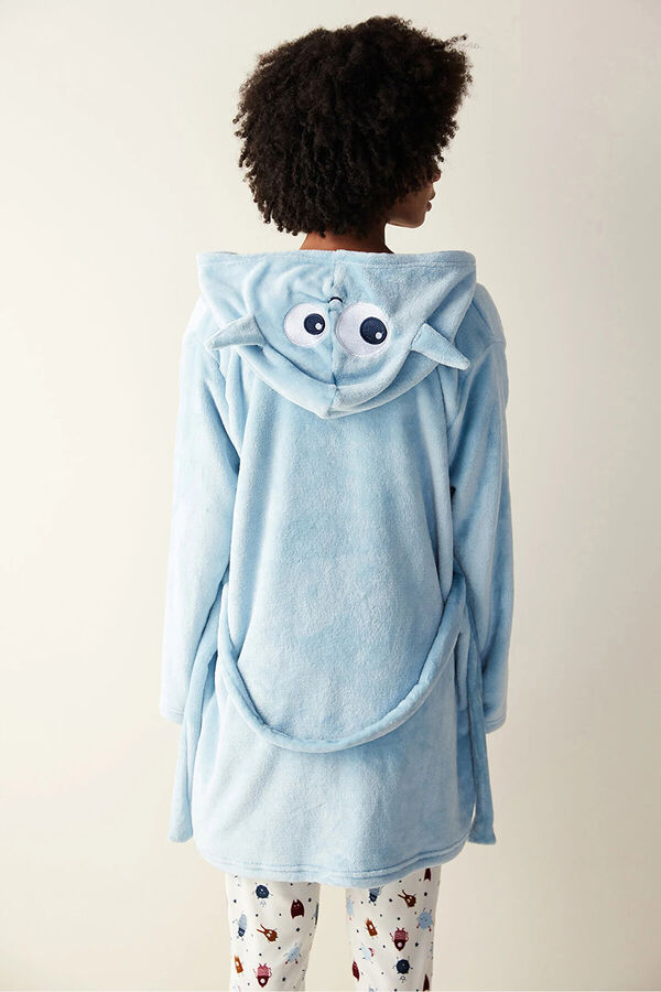 Womensecret Blue fleece robe with details on the hood  Blau