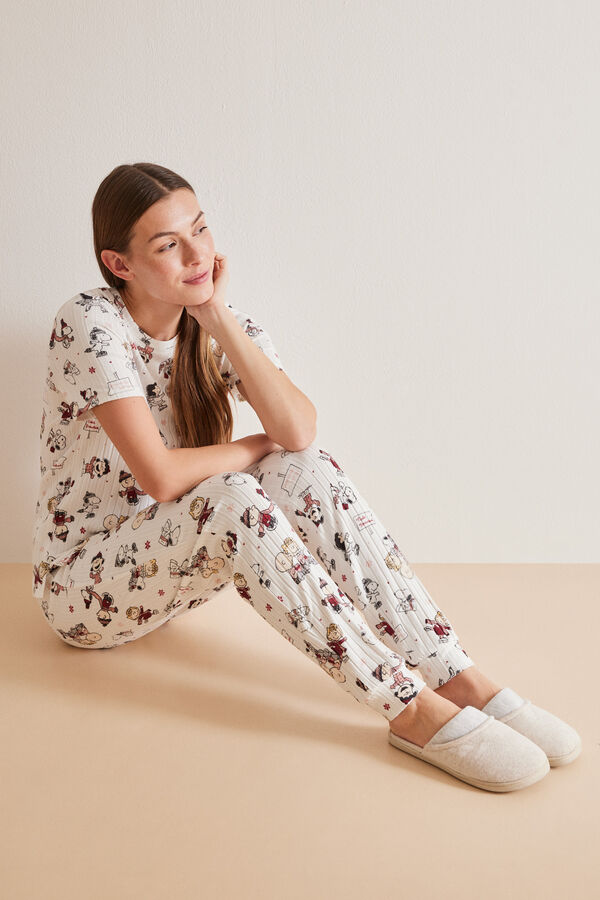 Womensecret Pyjama manches courtes imprimé Snoopy beige