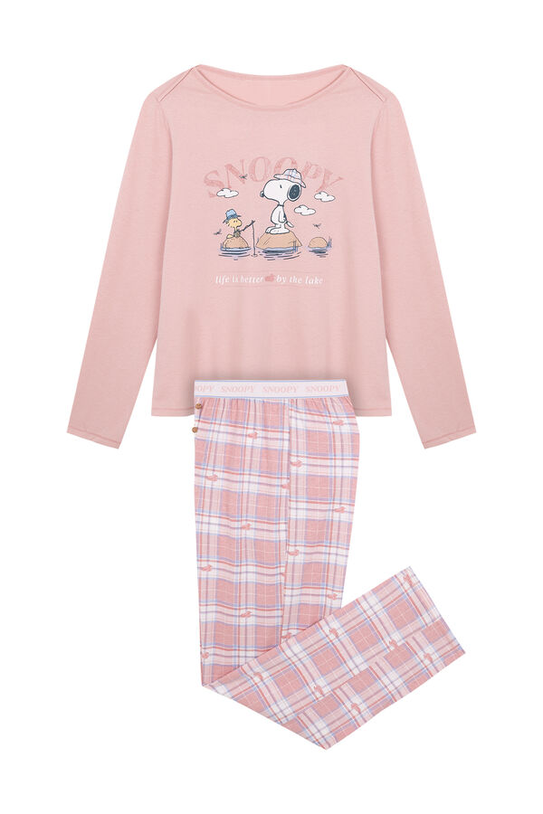 Womensecret 100% cotton pink Snoopy long pajamas pink