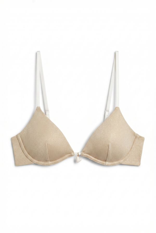 Women'secret White lurex low-cut triangle bikini top nude