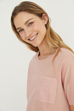 Womensecret Long pink floral print 100% cotton pyjamas blue
