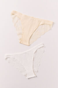 Women'secret Pack 2 bragas cl&aacute;sicas algod&oacute;n blanca y amarilla