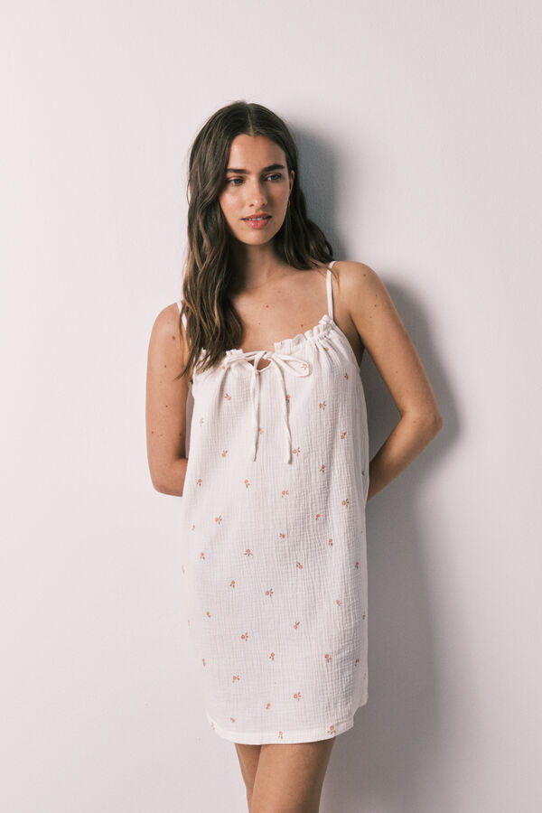 Women'secret White cotton short nightgown beige