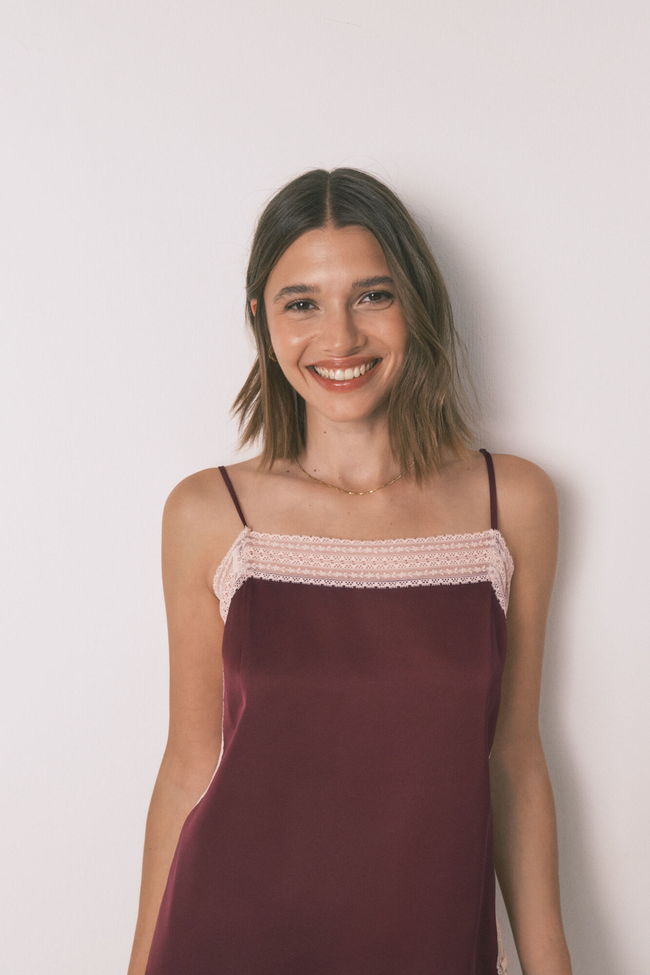 Women'secret Pijama corto encaje vino