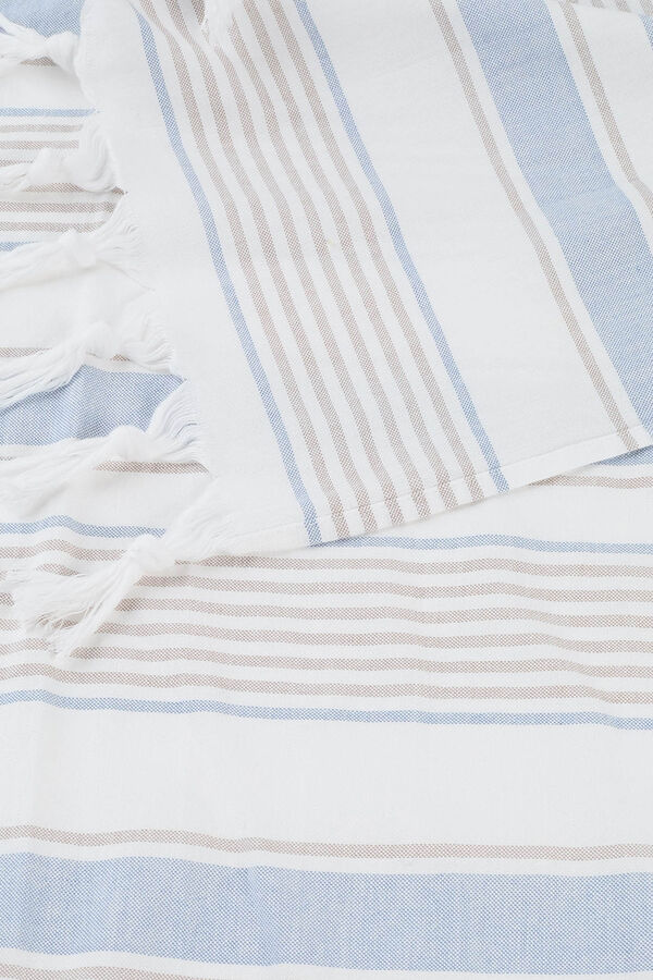 Womensecret Pareo-Handtuch Baumwolle Streifen Blau