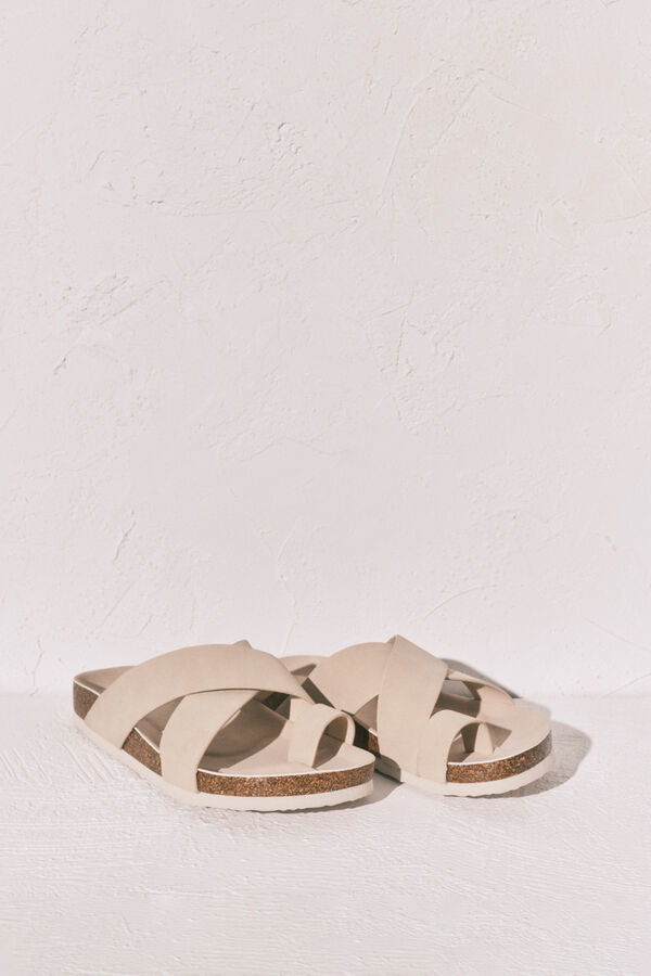 Women'secret Beige cross-strap bio sandal nude