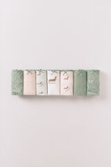 Women'secret Pink and green cotton 7-pack thongs printed