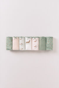 Women'secret Pink and green cotton 7-pack thongs