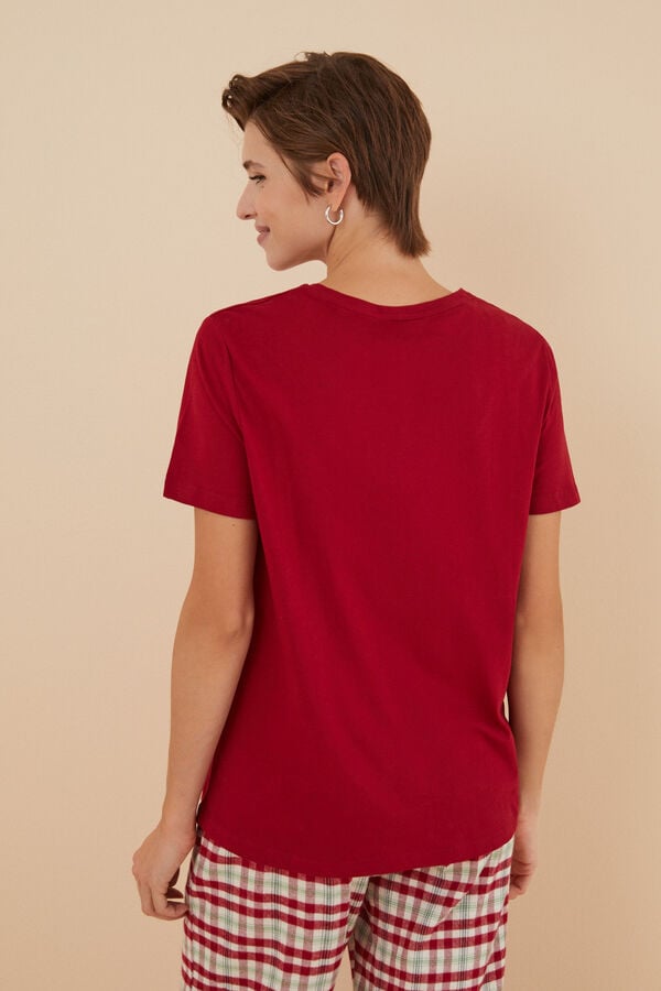 Womensecret Piros póló 100% pamutból burgundia