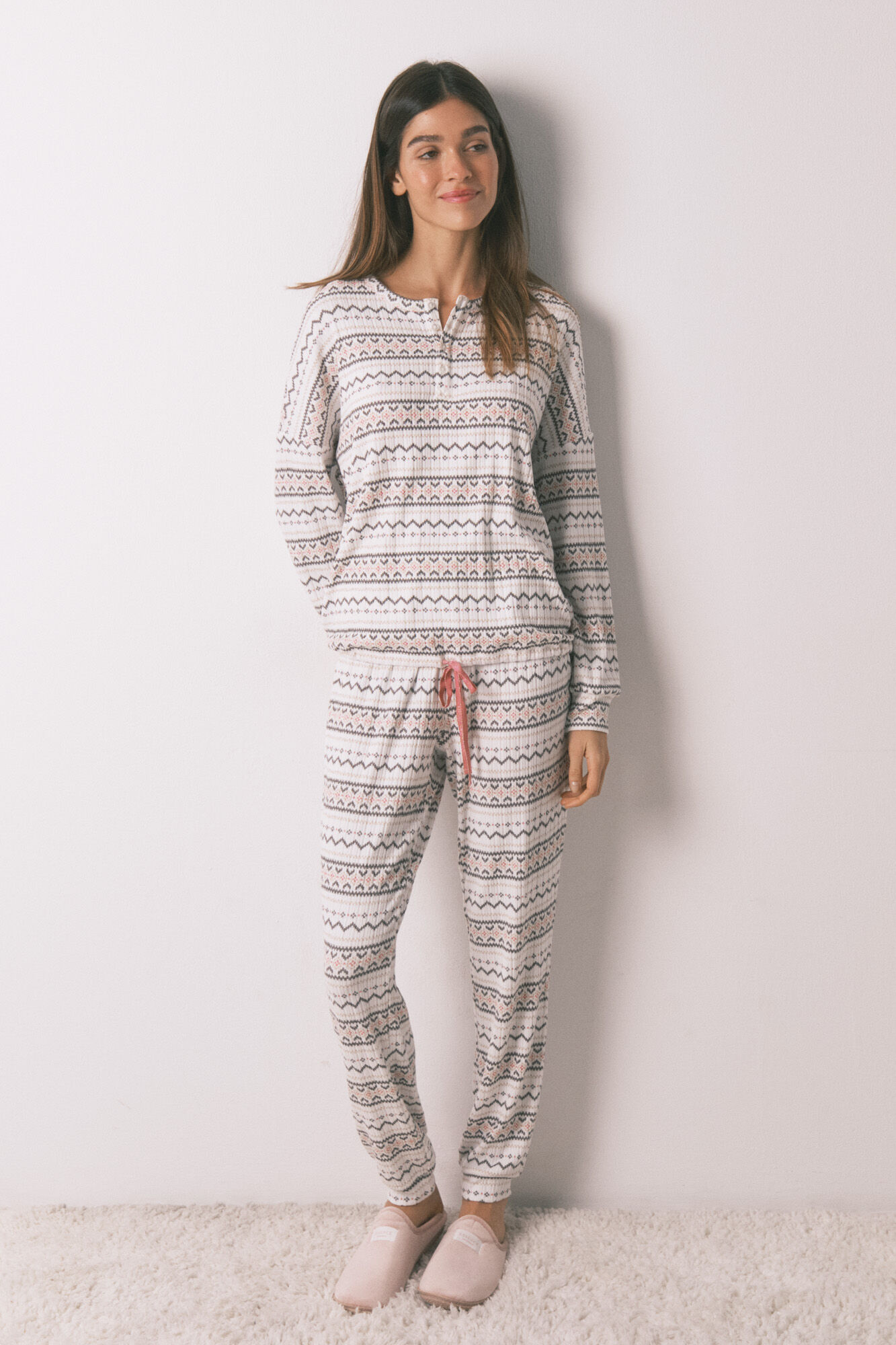 Women'secret Warm soft jersey-knit long pyjamas cenfas 