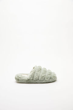 Womensecret Green quilted fur slippers green