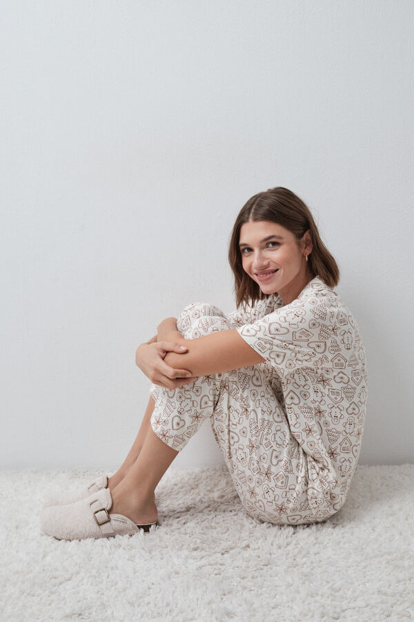 Women'secret Christmas classic capri pyjamas nude