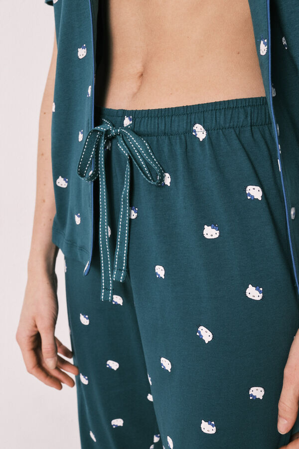 Women'secret Cotton classic short sleeve pyjamas Hello Kitty green