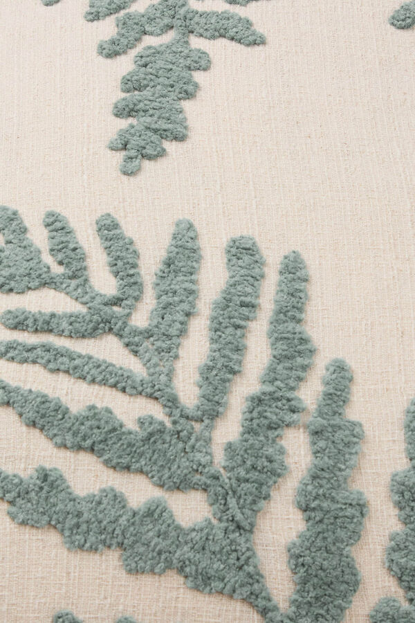 Textura Embroidered leaves cushion cover green