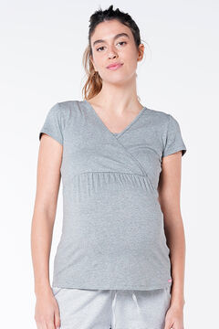 Womensecret Pyjama-Stlillshirt Maternity Streifen Grau