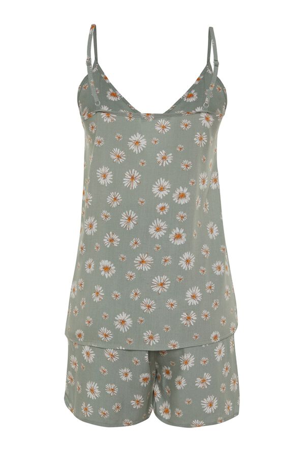 Trendyol Pijama de viscosa escote en V verde