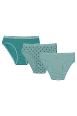 Womensecret Pack of 3 pairs of girls' printed briefs with elasticated waist bleu