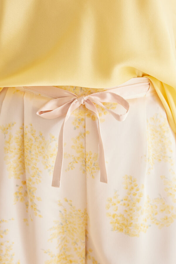 Womensecret 3-piece yellow satin pyjama set printed