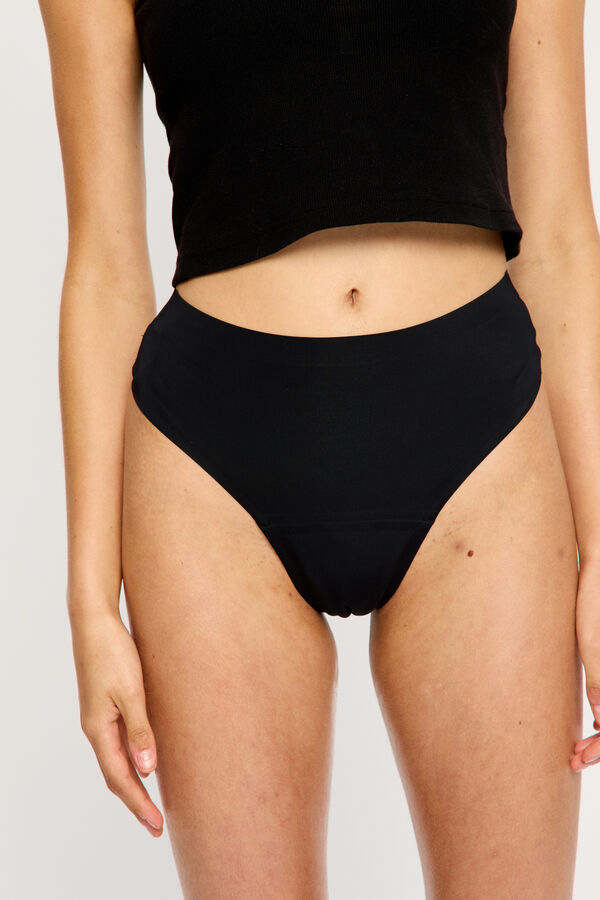 Modibodi Modicomfort Tanga Menstrual Flujo Moderado Black negro